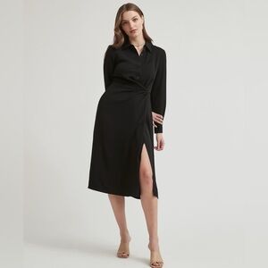 *New with Tag* RW&CO Black Long Sleeve Midi Shirt Dress - Size 6